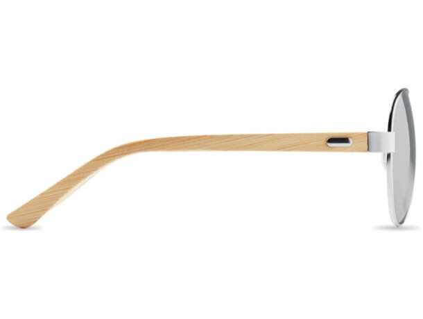 Gafas de sol personalizadas con uv400 bambu Honiara Plateado brillante detalle 14