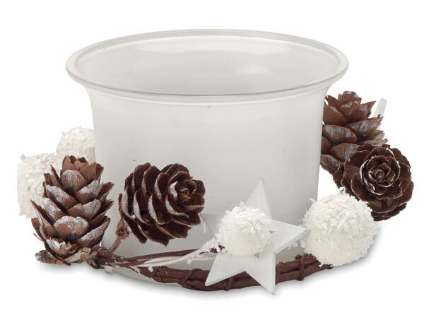 Portavelas navideño bougie con ornamentos y caja de regalo Blanco detalle 4