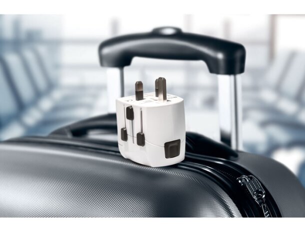 Adaptador y cargador de 3 polos UE y seguro niños Pro Light Blanco detalle 4