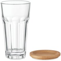 Vaso con tapa/posavasos bambú Sempre