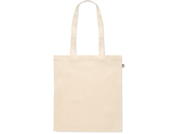 Bolsa 100% algodón asas largas orgánico 140 g/m2 Beige detalle 2