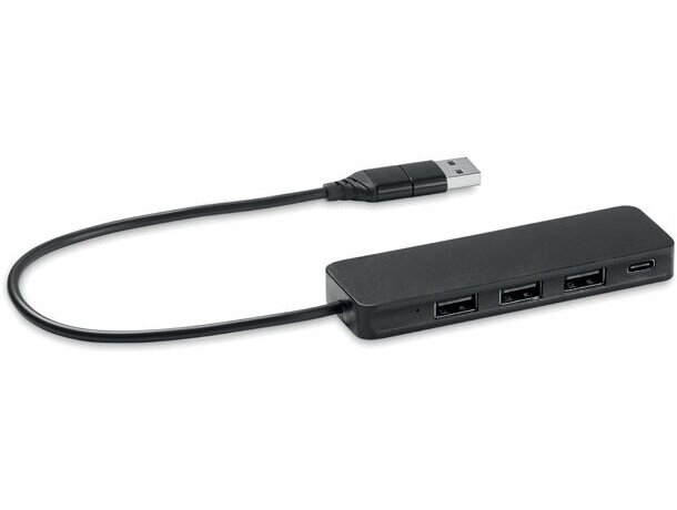 Hub USB-C de 4 puertos Hubbie Negro detalle 1