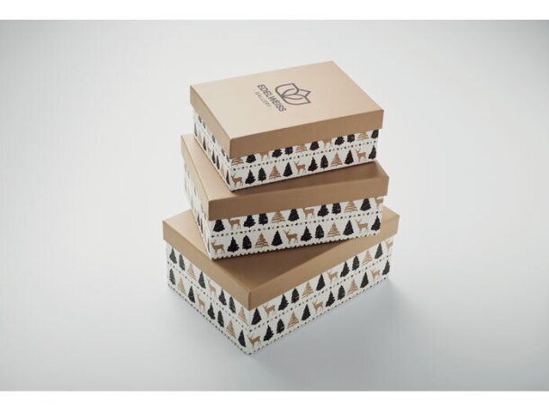 Set 3 cajas regalo de Navidad Surprise Dorado detalle 6