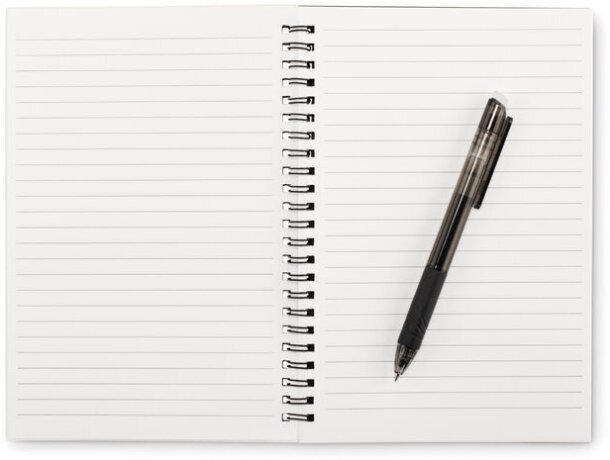 Libretas ecológicas personalizadas Nobuuk reutilizables con bolígrafo y paño Negro detalle 1