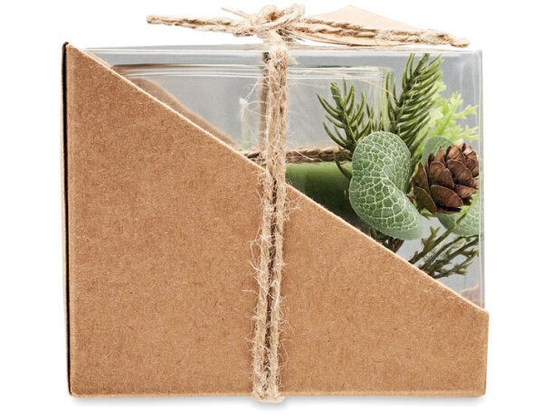 Porta velas de navidad forest con logotipo con decoración de bosque Verde detalle 3