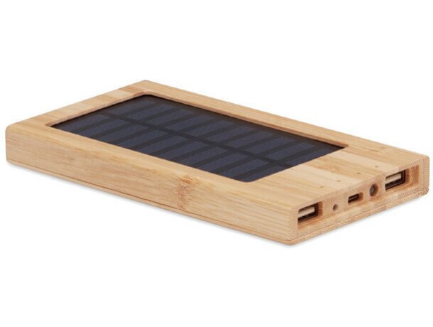 Batería externa promocional Arena Solar bambú 4000 mAh panel Madera detalle 5