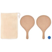 Set publicitario tenis playa madera natural Raquet