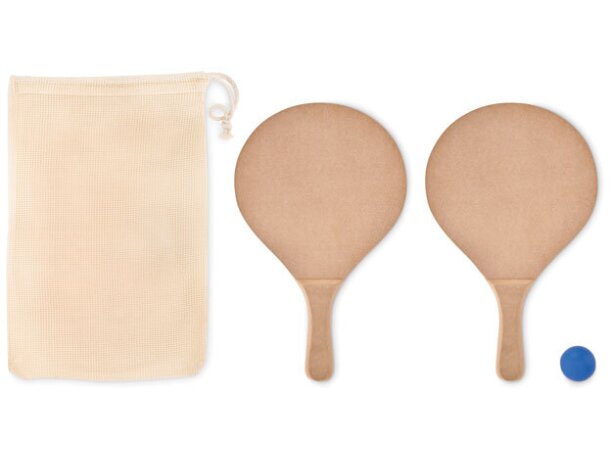 Set publicitario Raquet de tenis playa con pelota en madera MDF Madera detalle 5