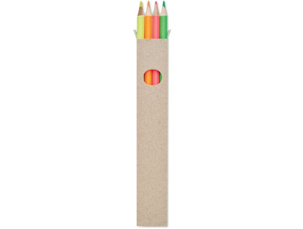 4 lápices de colores en caja Bowy Plata detalle 3