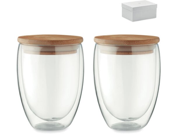 Set 2 vasos Tirana vidrio borosilicato tapa bambú 350 ml Violeta detalle 2