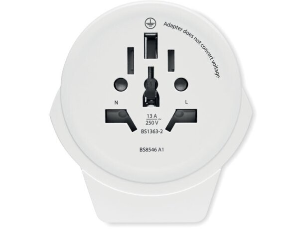 Adaptador de viaje  USB World To Europe Blanco detalle 1