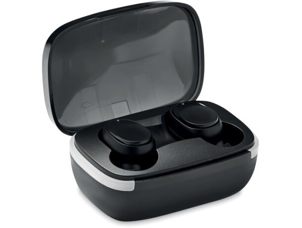 Auriculares promocionales Kolor TWS Bluetooth con base de carga Negro detalle 4