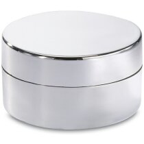 Bálsamo para labios en tarro de metal personalizado plateado brillante Bálsamo para labios en tarro de metal personalizado plateado brillante