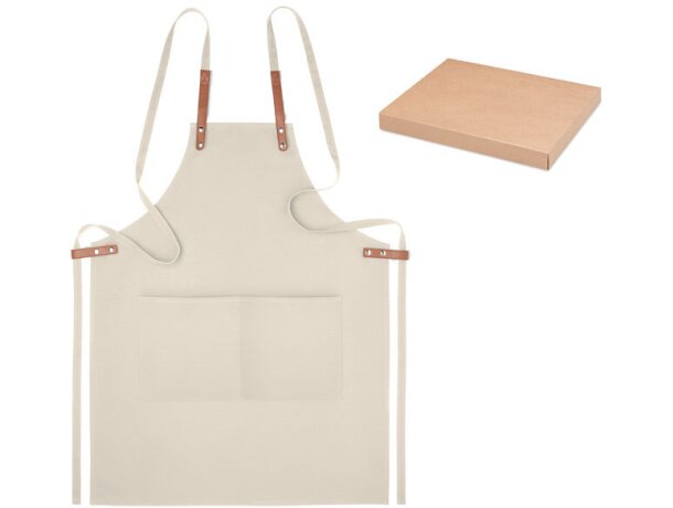 Delantal de cocina Nagpur en algodón canvas orgánico 340g/m² Beige detalle 7