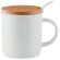 Tazas personalizadas cerámica con cuchara y tapa de bambú Kenya Blanco detalle 1