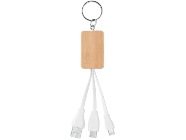 Llaveros ecológicos con carcasa de bambú Clauer y cable USB-A a micro-B Madera detalle 2