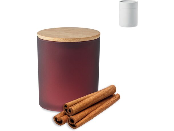 Vela aromática Keops Small con tapa bambú y espacio para logotipo Verde detalle 20