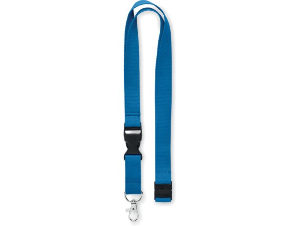 Lanyard con mosquetón 20mm Lannycot Azul real detalle 13