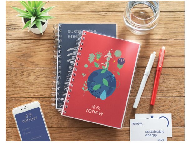 Libretas con anillas con hojas a rayas rPET Anotate Rojo detalle 8