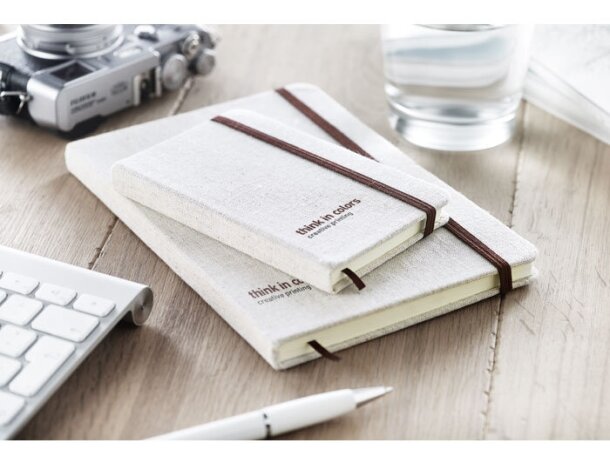 Libreta banda elastica acabado tela forrada cartón Beige detalle 3