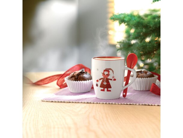 Taza con cuchara Claus Plata detalle 3