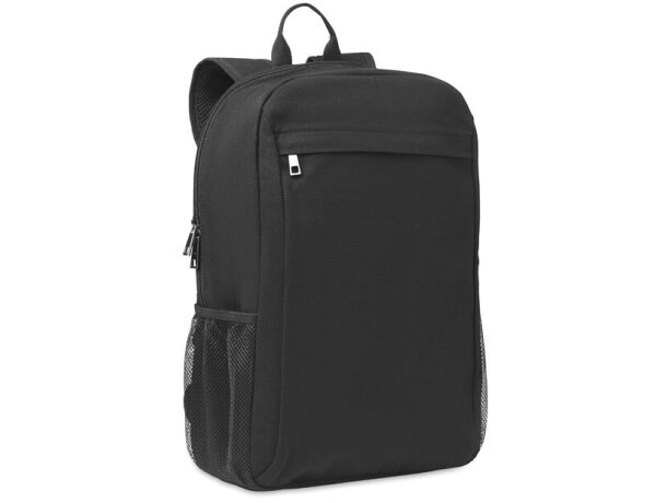 Mochila portátil 15 pulgadas EIRI canvas acolchado negro Negro detalle 3