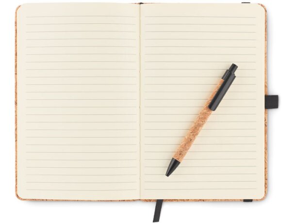 Set de libreta con boli en caja papel Suber Set Negro detalle 1