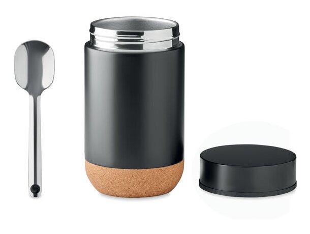 Tarro térmico de acero con cuchara Negro detalle 1