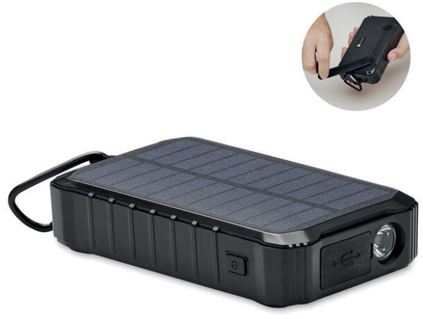 Power Bank Solar DYA 8000 mAh con Dinamo Manual y Linterna LED Negro detalle 4