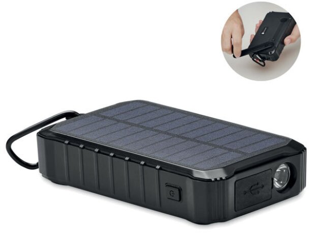 Cargador solar dinamo 8000 mAh Dya Negro detalle 4