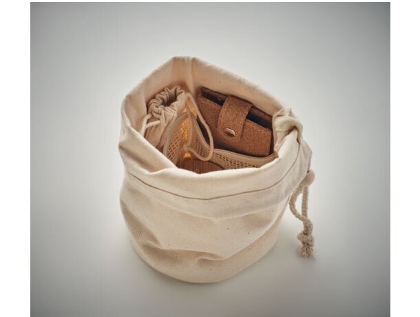 Bolsa ecológica pequeña de algodón orgánico 220 g/m2 Diste Small Beige detalle 5