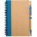 Libreta con bolígrafo en cartón reciclado azul con logo