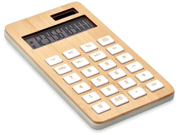 Calculadora bambú de 12 dígitos Calcubim Madera detalle 2