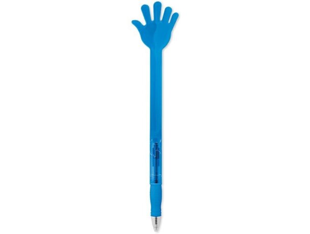 Bolígrafo con forma de mano personalizado azul Bolígrafo con forma de mano personalizado azul