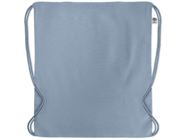 Mochila saco personalizada algodón orgánico Yuki Colour Azul celeste detalle 16