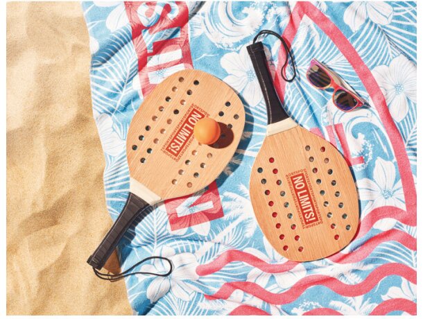 Set de tenis de playa en madera de palisandro Madera detalle 4