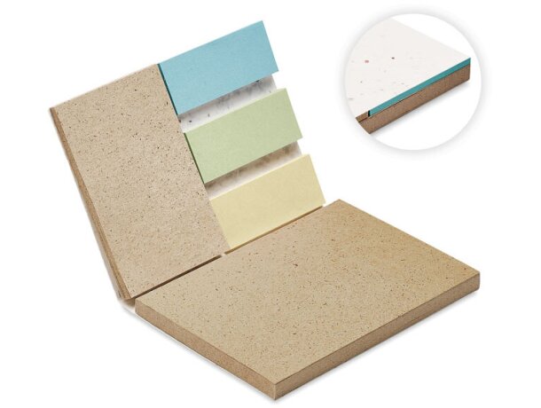 Bloc notas papel de hierba con sticker de colores Blanco detalle 1