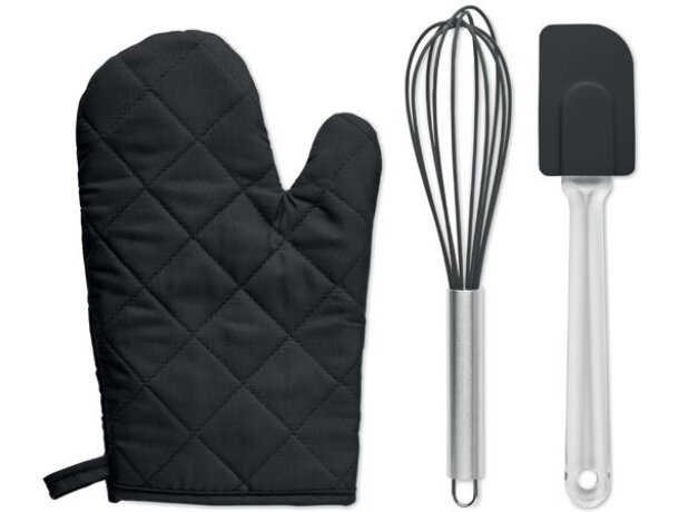 Set hornear Dateki con guante térmico batidor y espátula silicona Rojo detalle 5