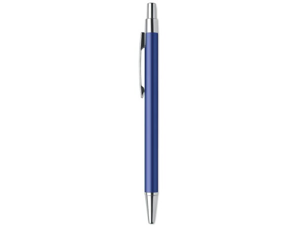 Bolígrafo con nombre con pulsador aluminio reciclado tinta azul Dana Azul real detalle 15