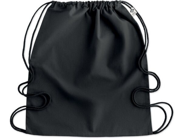 Mochila saco personalizada algodón orgánico Yuki Colour Negro detalle 2