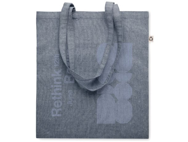 Bolsa de la compra 100% algodón asas largas 140 g/m2 Azul detalle 2