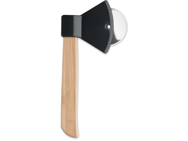 Cortador de pizza de madera forma de hacha Negro detalle 1