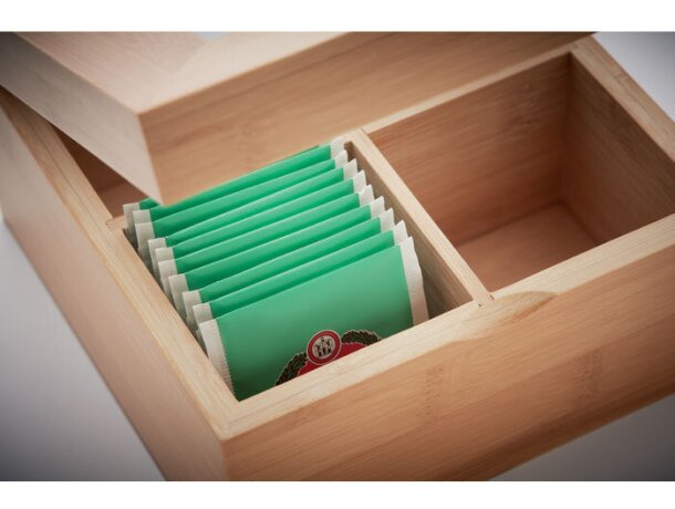 Caja de té de bambú Campo Tea Madera detalle 6