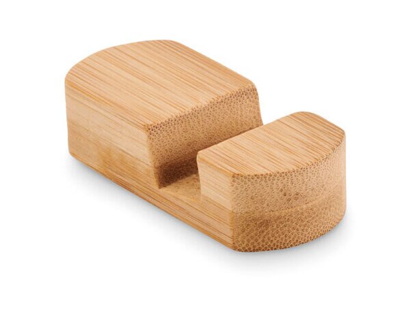Soporte POY bambú natural para smartphone con veta única Madera detalle 2