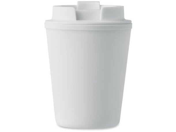 Vasos de plástico con tapa de pp reciclado 300ml Tridus Blanco detalle 5