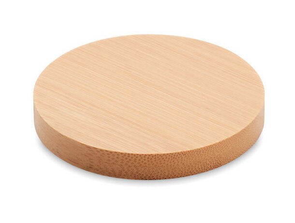 Abridor Dakai de bambú con posavasos y grabado de logo natural Madera detalle 4