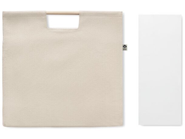 Bolsa ecológica asas de bambú 100% algodón 360 g/m2 Beige detalle 7
