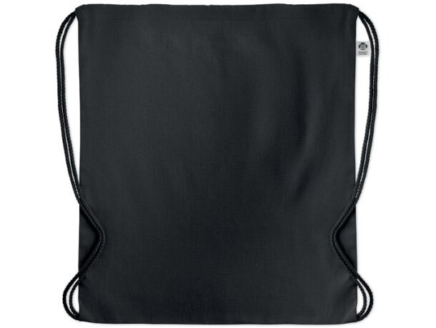 Mochila saco personalizada algodón orgánico Yuki Colour Negro detalle 1