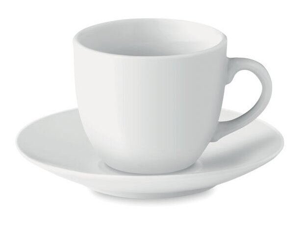 Taza espresso cerámica blanca 80ml con plato a juego para café Blanco detalle 1