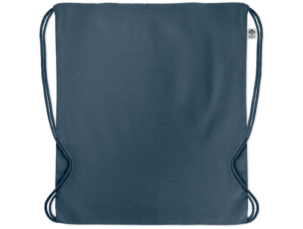 Mochila saco personalizada algodón orgánico Yuki Colour Azul detalle 3